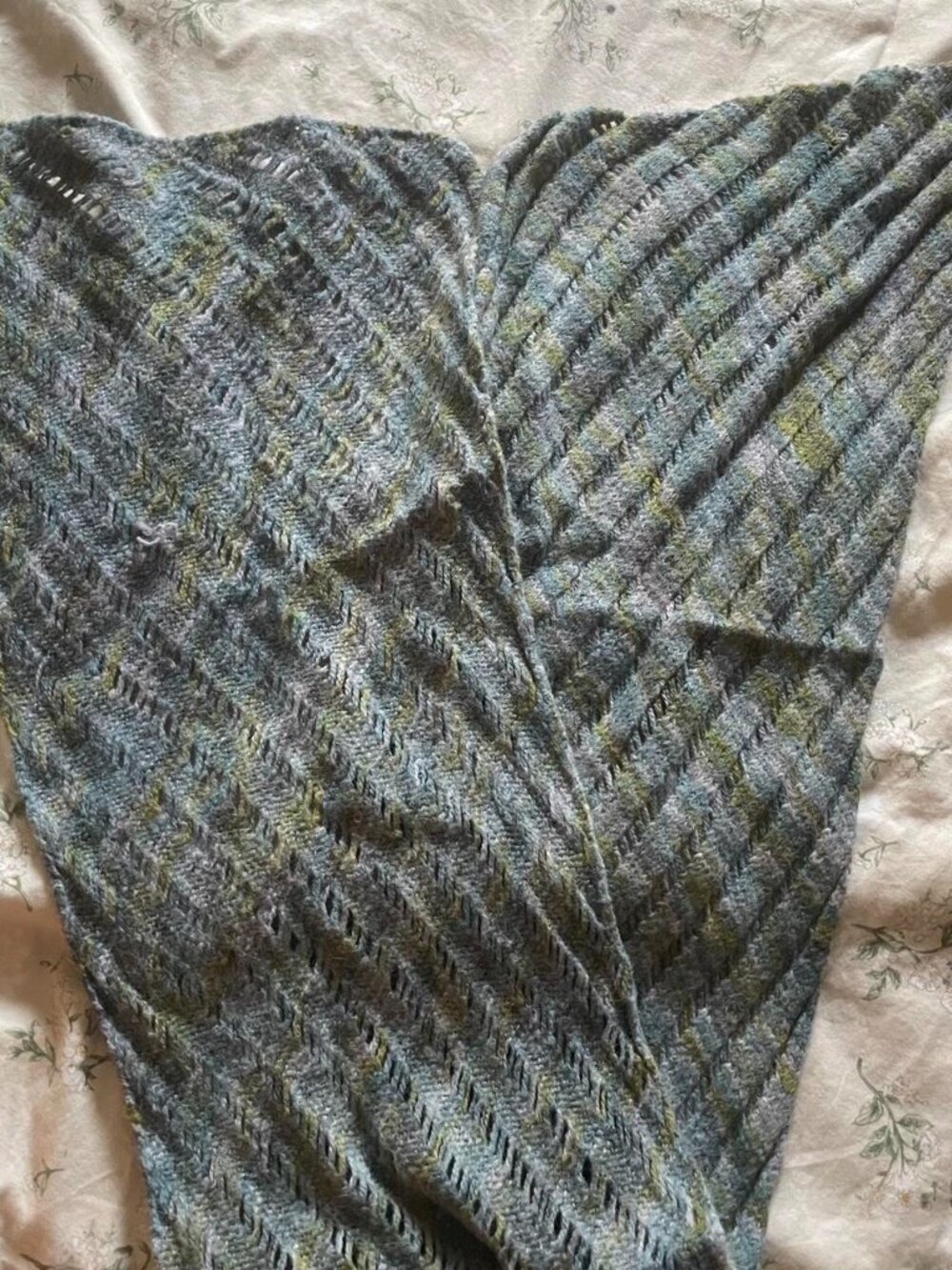 Women's Blue and Green Scarf-wraps